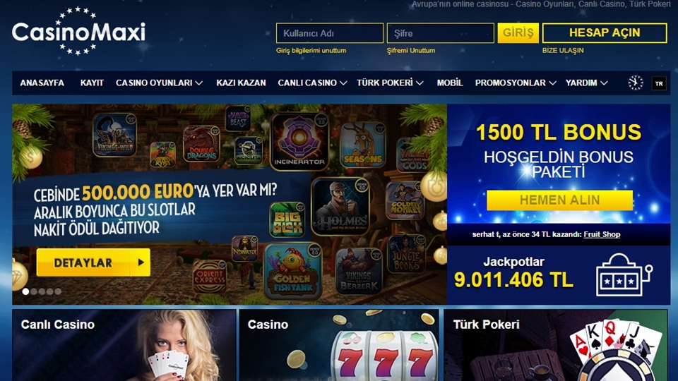 casinomaxi web sitesi giriş sayfası