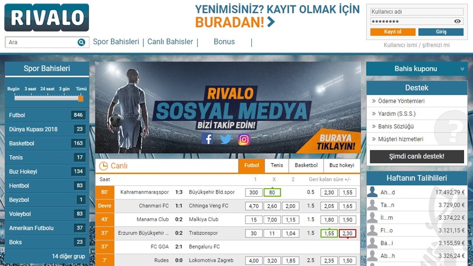 rivalo web sitesi giriş sayfası